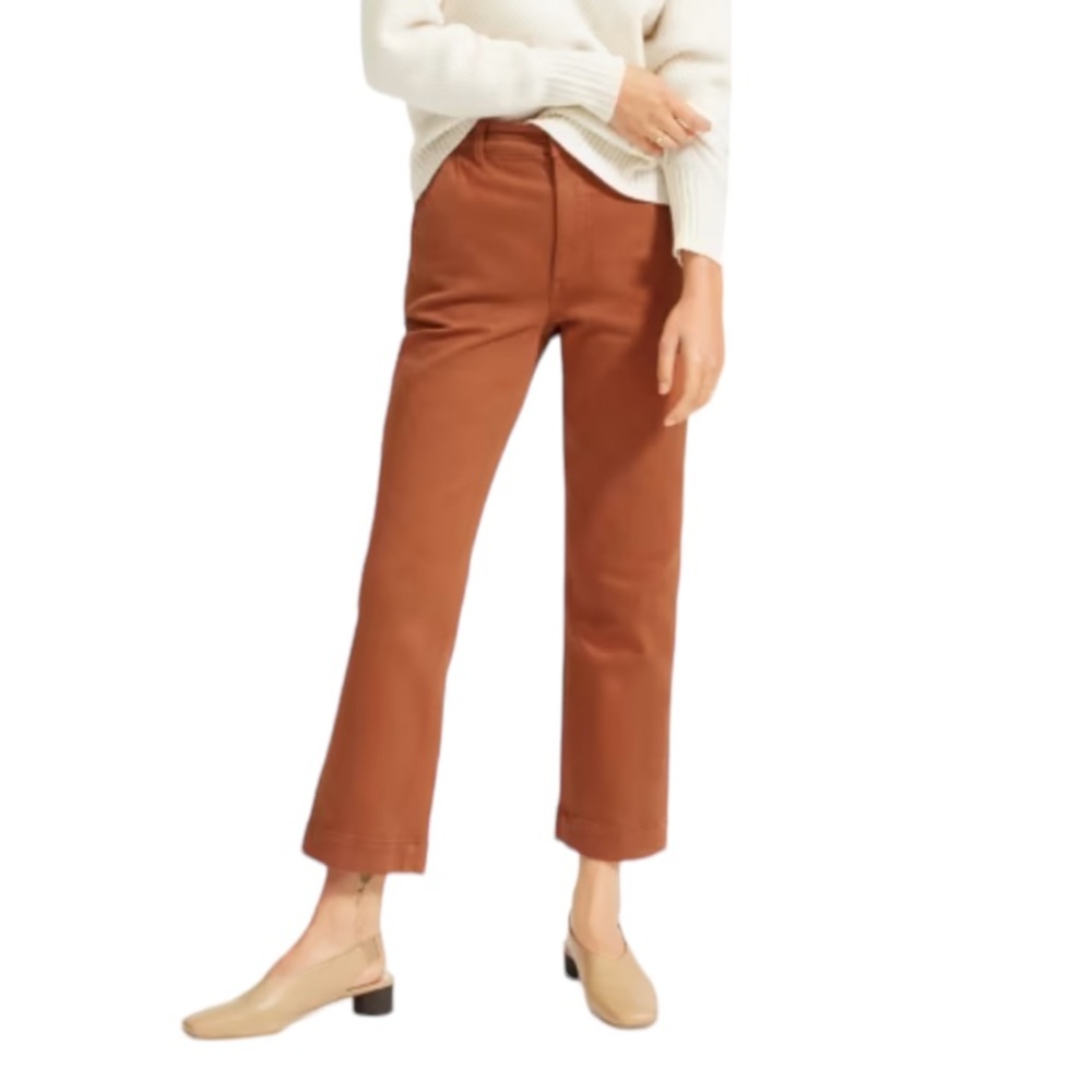 Everlane The Straight Leg Crop Pant in Cocoa Brown Women's 12 NWT